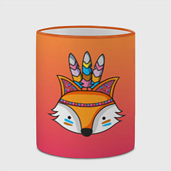 Кружка 3D Лиса Индеец, цвет: 3D-оранжевый кант — фото 2