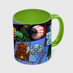 Кружка 3D Terraria, цвет: 3D-белый + светло-зеленый