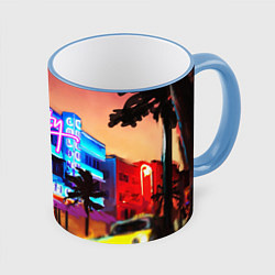Кружка 3D GTA: VICE CITY, цвет: 3D-небесно-голубой кант