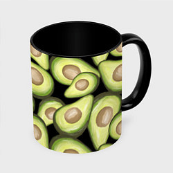 Кружка 3D Avocado background, цвет: 3D-белый + черный