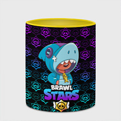 Кружка 3D Brawl stars leon shark, цвет: 3D-белый + желтый — фото 2