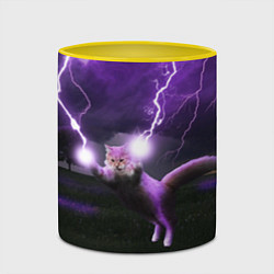 Кружка 3D Кот и Молнии, цвет: 3D-белый + желтый — фото 2