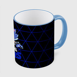 Кружка 3D Brawl stars leon оборотень, цвет: 3D-небесно-голубой кант