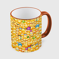 Кружка 3D Смайлики Emoji, цвет: 3D-оранжевый кант