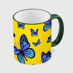 Кружка 3D БАБОЧКИ, цвет: 3D-зеленый кант