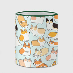 Кружка 3D Милые корги, цвет: 3D-зеленый кант — фото 2