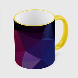 Кружка 3D Полигональный фон, цвет: 3D-желтый кант