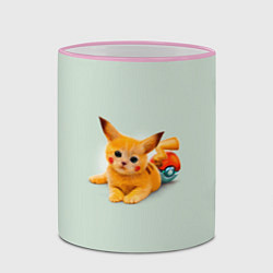 Кружка 3D Котенок покемон пикачу арт, цвет: 3D-розовый кант — фото 2