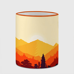 Кружка 3D Горы закат пейзаж лиса арт, цвет: 3D-оранжевый кант — фото 2