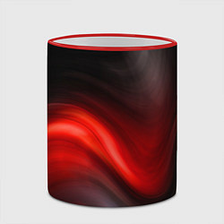 Кружка 3D BLACK RED WAVES АБСТРАКЦИЯ, цвет: 3D-красный кант — фото 2