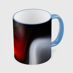 Кружка 3D BLACK RED WAVES АБСТРАКЦИЯ, цвет: 3D-небесно-голубой кант