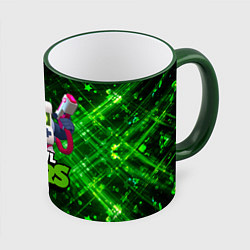 Кружка 3D Virus 8 bit brawl stars 8 бит, цвет: 3D-зеленый кант