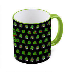 Кружка 3D Frog Pepe, цвет: 3D-светло-зеленый кант