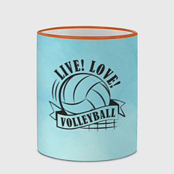 Кружка 3D LIVE! LOVE! VOLLEYBALL!, цвет: 3D-оранжевый кант — фото 2