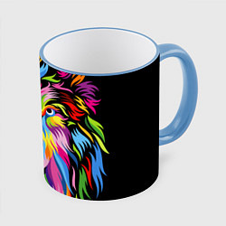 Кружка 3D Neon wolf, цвет: 3D-небесно-голубой кант