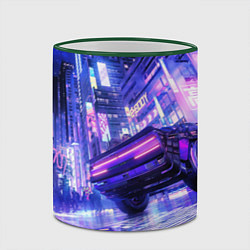 Кружка 3D Cyberpunk city, цвет: 3D-зеленый кант — фото 2
