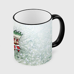 Кружка 3D Доктор Стоун новогодний, цвет: 3D-черный кант