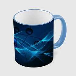 Кружка 3D Атом, цвет: 3D-небесно-голубой кант