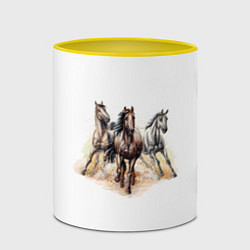 Кружка 3D Лошади, цвет: 3D-белый + желтый — фото 2