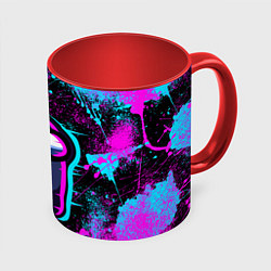 Кружка 3D NEON AMONG US, цвет: 3D-белый + красный