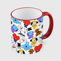 Кружка 3D BTS BT21, цвет: 3D-красный кант