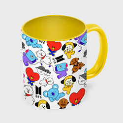 Кружка 3D BTS BT21, цвет: 3D-белый + желтый
