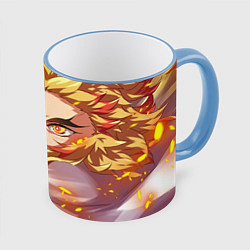 Кружка 3D Клинок Рассекающий Демонов, цвет: 3D-небесно-голубой кант
