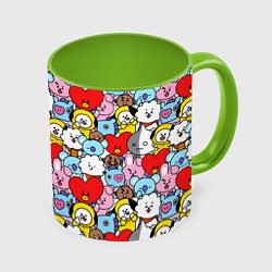 Кружка 3D BT21 BTS, цвет: 3D-белый + светло-зеленый