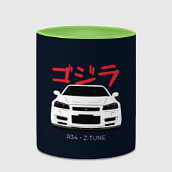 Кружка 3D Skyline R34 Z-Tune, цвет: 3D-белый + светло-зеленый — фото 2