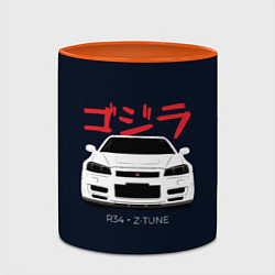 Кружка 3D Skyline R34 Z-Tune, цвет: 3D-белый + оранжевый — фото 2