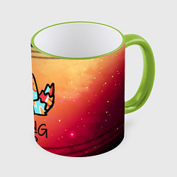 Кружка 3D AMONG US - КОТИК, цвет: 3D-светло-зеленый кант