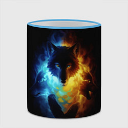 Кружка 3D Волки в огне, цвет: 3D-небесно-голубой кант — фото 2