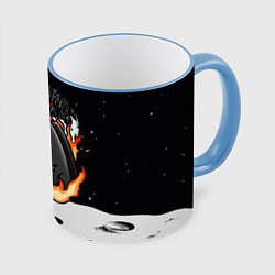 Кружка 3D Among Us fire, цвет: 3D-небесно-голубой кант