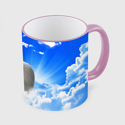 Кружка 3D Кот в облаках, цвет: 3D-розовый кант