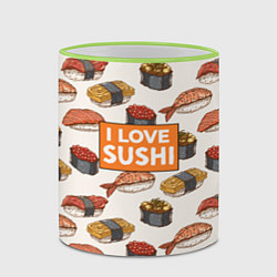 Кружка 3D I love sushi Я люблю суши, цвет: 3D-светло-зеленый кант — фото 2