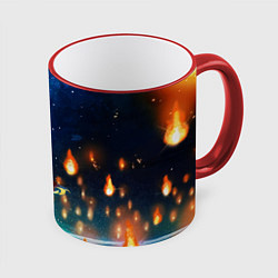 Кружка 3D Ренгоку Кёджуро Клинок демонов, цвет: 3D-красный кант