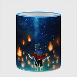 Кружка 3D Ренгоку Кёджуро Клинок демонов, цвет: 3D-небесно-голубой кант — фото 2