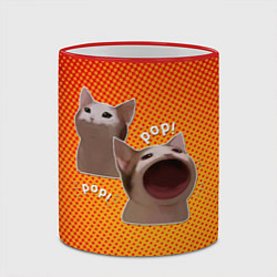 Кружка 3D Cat Pop Мем, цвет: 3D-красный кант — фото 2