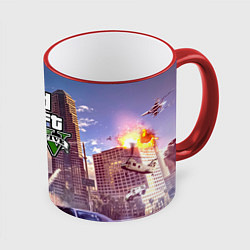 Кружка 3D ЭКШЕН Grand Theft Auto V, цвет: 3D-красный кант