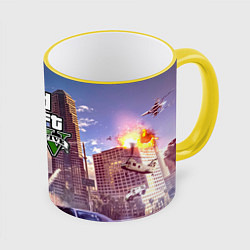 Кружка 3D ЭКШЕН Grand Theft Auto V, цвет: 3D-желтый кант