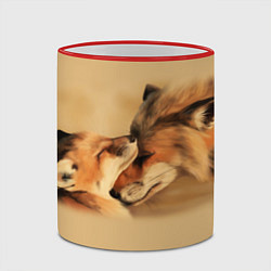 Кружка 3D Лисички, цвет: 3D-красный кант — фото 2