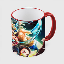 Кружка 3D КЛИНОК РАССЕКАЮЩИЙ ДЕМОНОВ ПЕРСОНАЖИ, цвет: 3D-красный кант