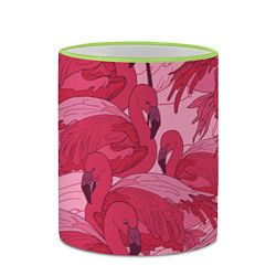 Кружка 3D Розовые фламинго, цвет: 3D-светло-зеленый кант — фото 2