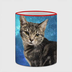 Кружка 3D Кот Космос, цвет: 3D-красный кант — фото 2