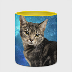 Кружка 3D Кот Космос, цвет: 3D-белый + желтый — фото 2