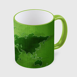 Кружка 3D Карта мира, цвет: 3D-светло-зеленый кант