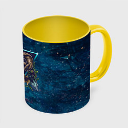 Кружка цветная Космос, баран и цветы