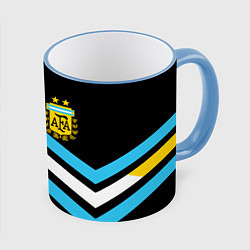 Кружка 3D Сборная Аргентины, цвет: 3D-небесно-голубой кант