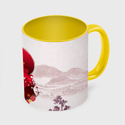 Кружка 3D Кенджиро Ренгоку Kimetsu no Yaiba, цвет: 3D-белый + желтый