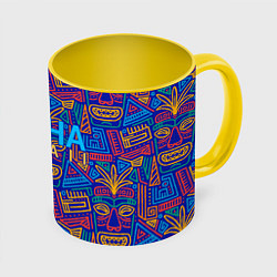 Кружка 3D ALOHA HAWAII АЛОХА ГАВАЙИ, цвет: 3D-белый + желтый